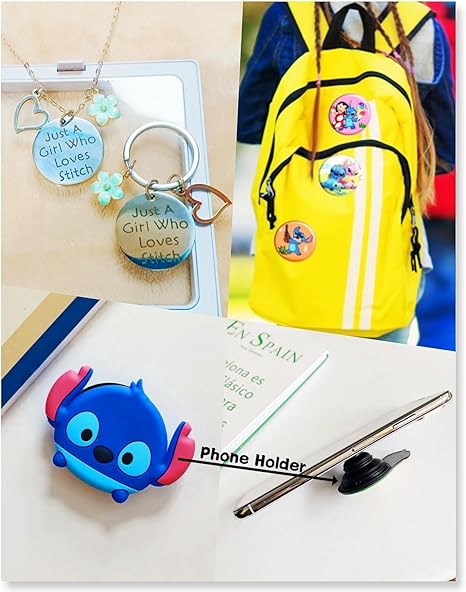 59 Pcs Cute Anime Merch Accessories Include Drawstring Bag Backpack, Stickers, Lanyard, Necklace, Bracelet, Keychain, Phone Holder, Button Pins