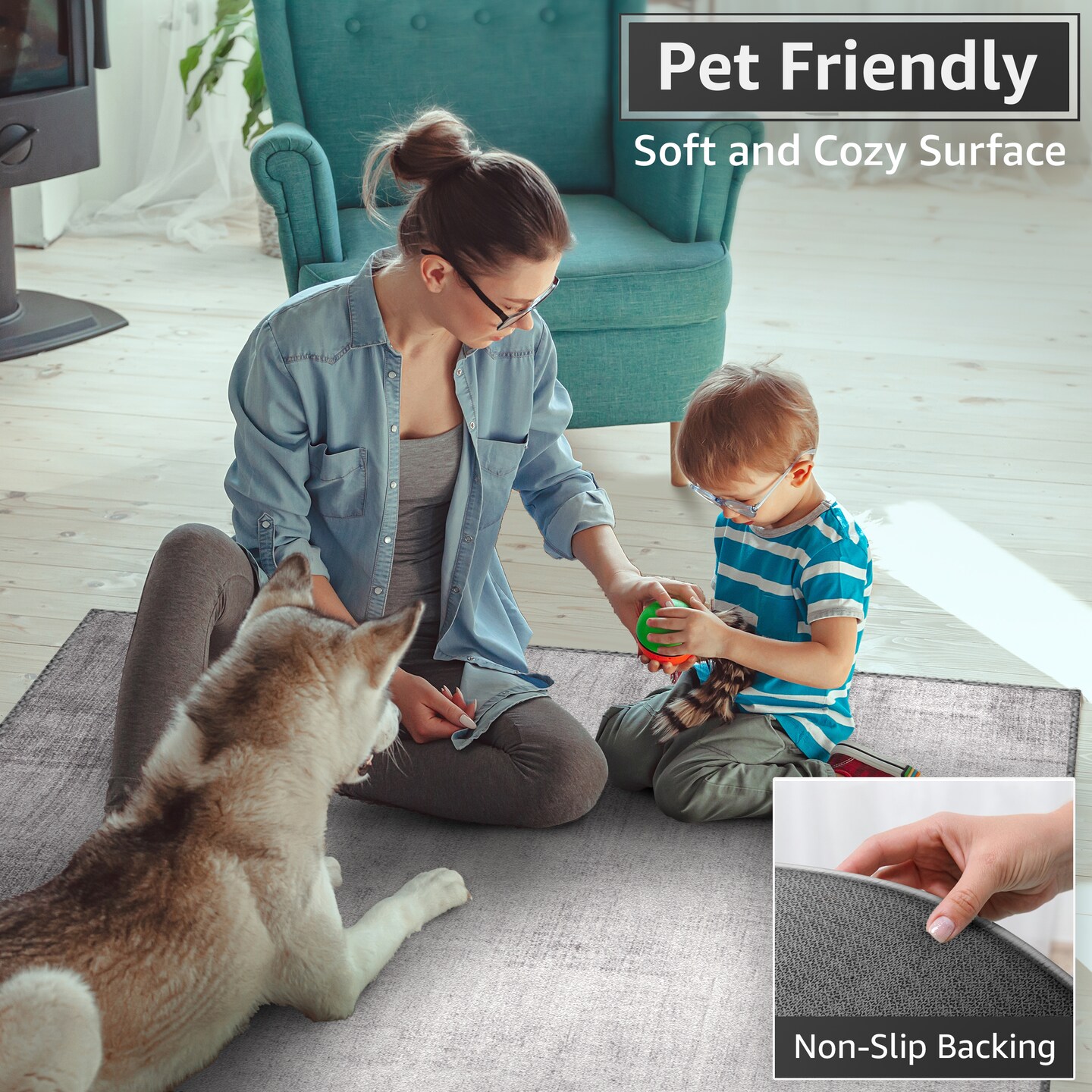 Sorbus 3x5 Area Rug for Entryway, Machine Washable, Non-Slip, Vintage Rug