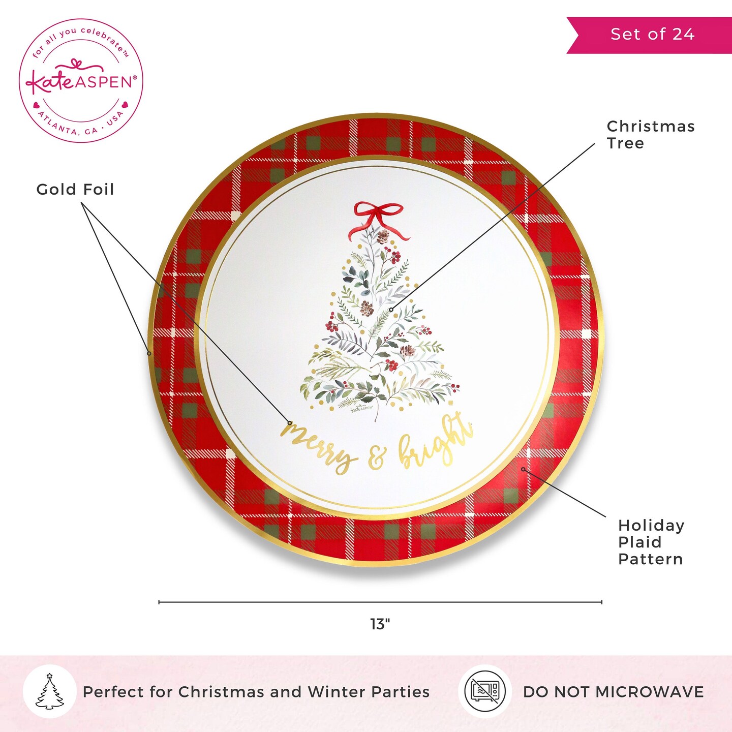 Kate Aspen Christmas 13&#x201D; Charger Plate Placemat
