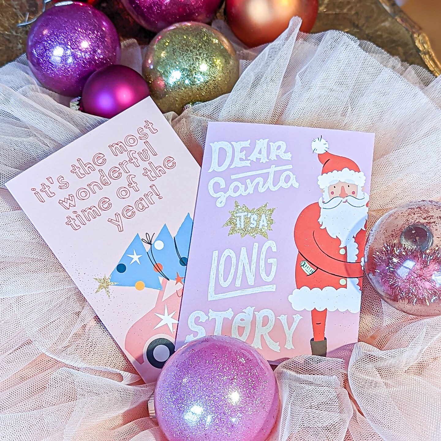 Trendy Pink Christmas Greeting Cards Boxed Set &#x2013; 24 Modern Holiday Notecards Featuring 6 Fun and Festive Designs, Perfect for Spreading Cheer with Style and Humor