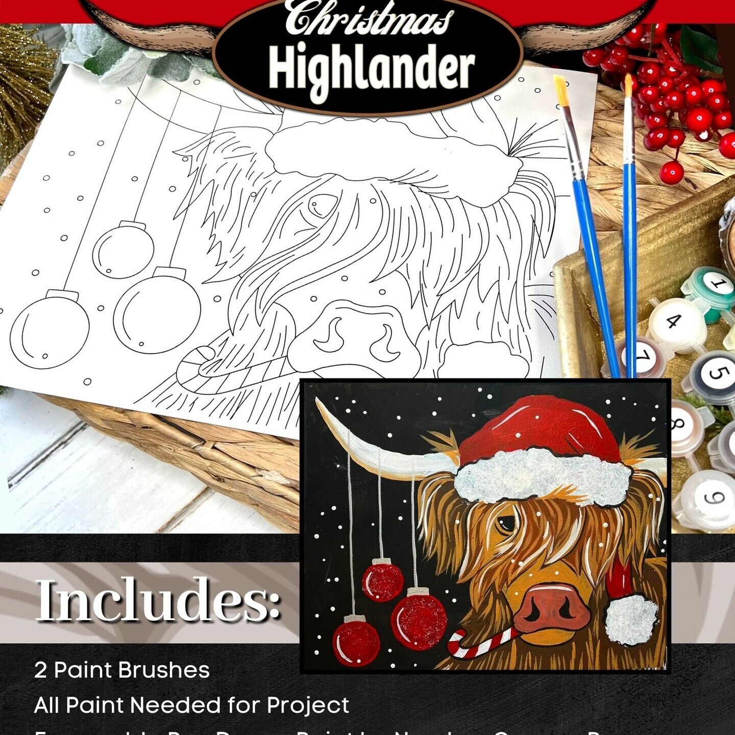 Online Acrylic Christmas themed Paint Party