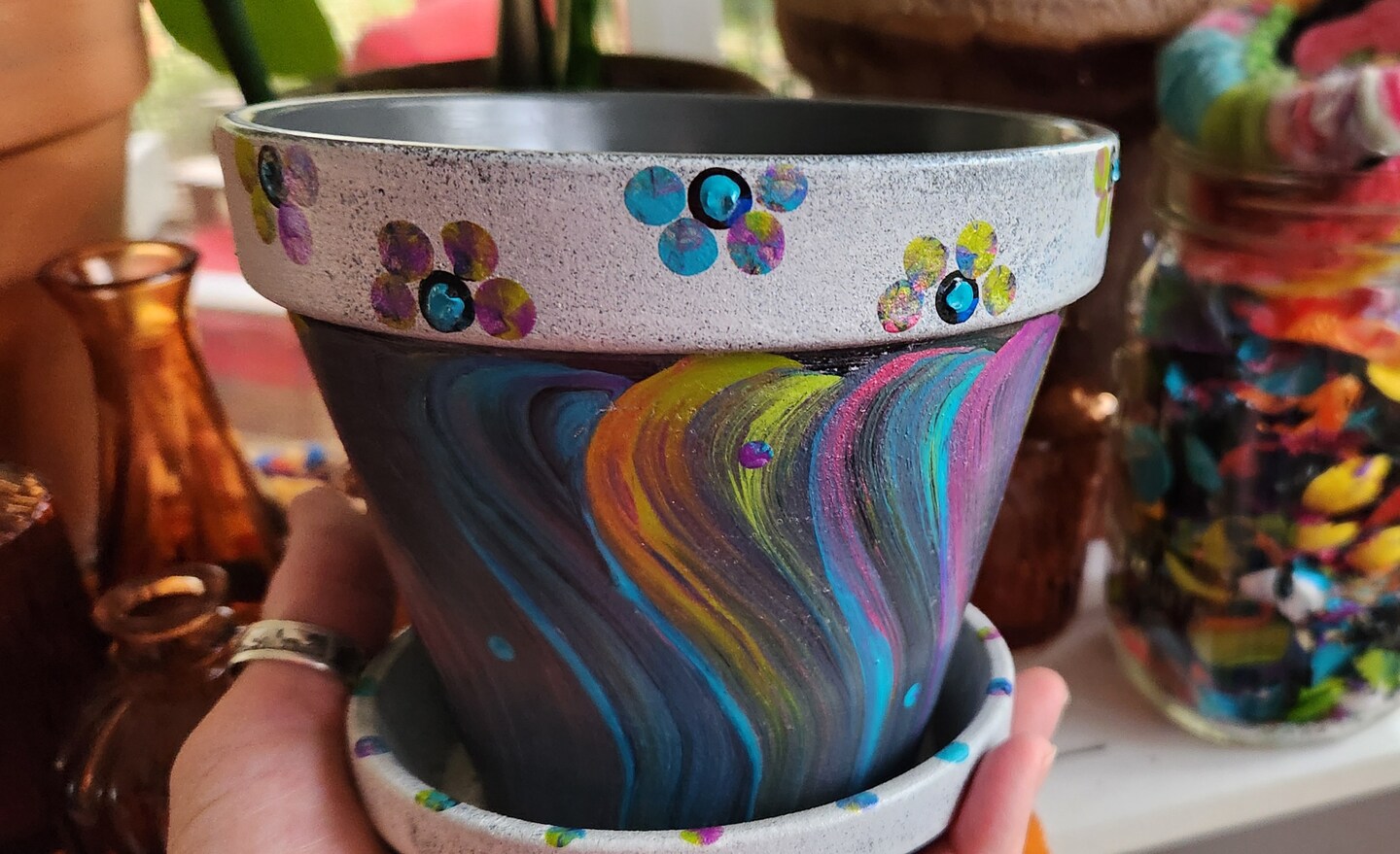 Colourful Plant Pot | Housewarming gift | sold Gift for Plant Lover