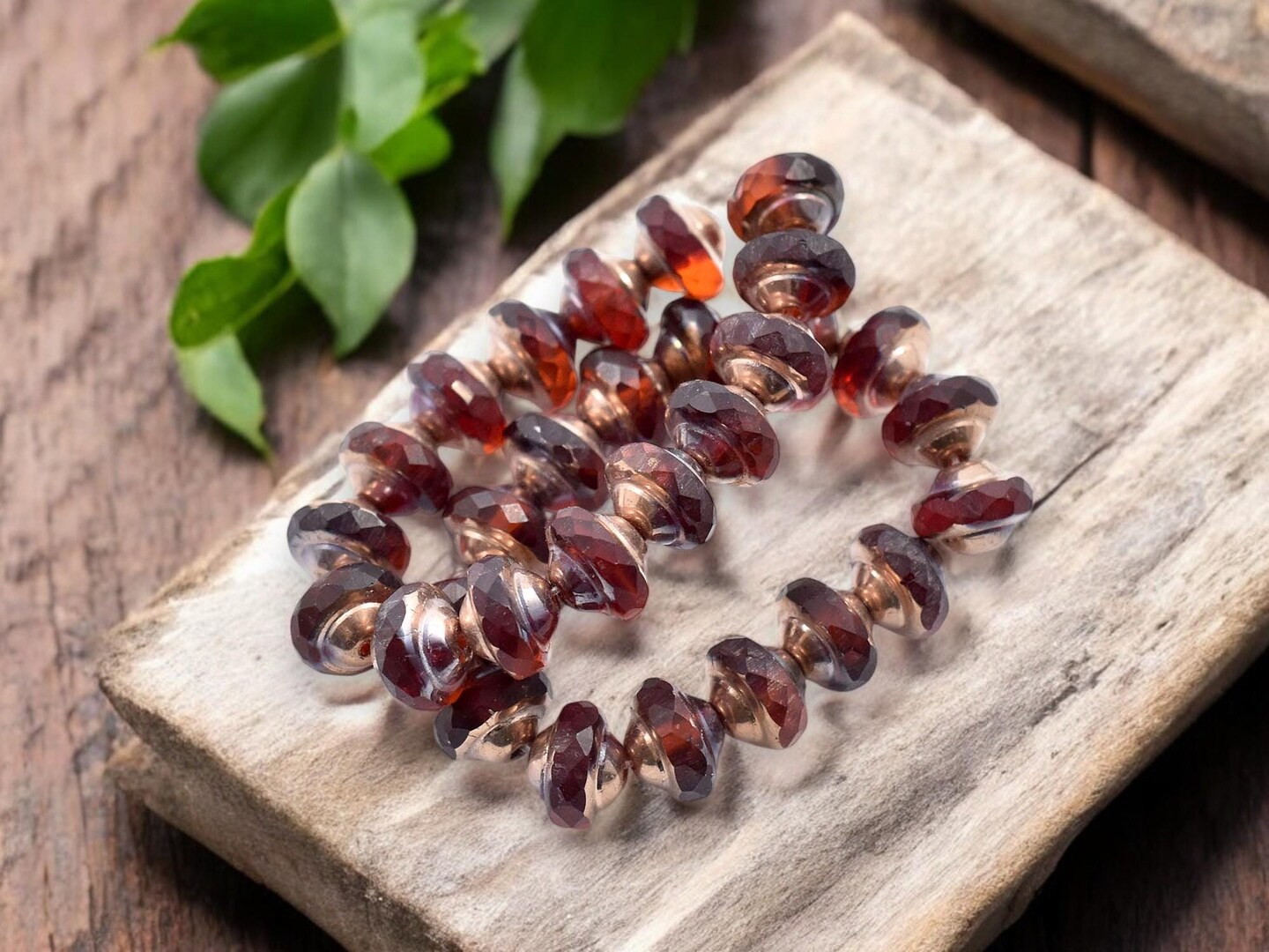 *15* 6x8mm Copper Washed Blended Ruby Red & Orange Saturn Beads | Michaels
