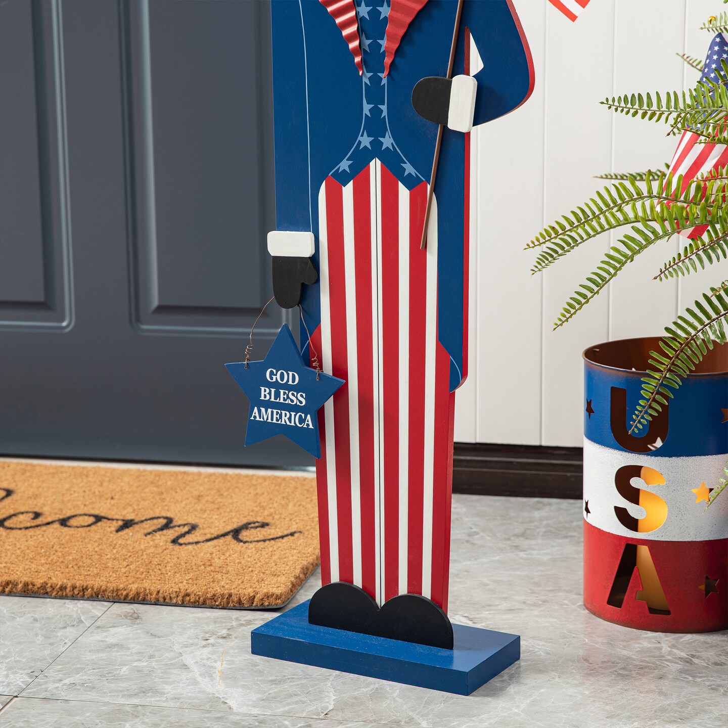 40&#x22;H Patriotic/ Americana Uncle Sam Porch Decor