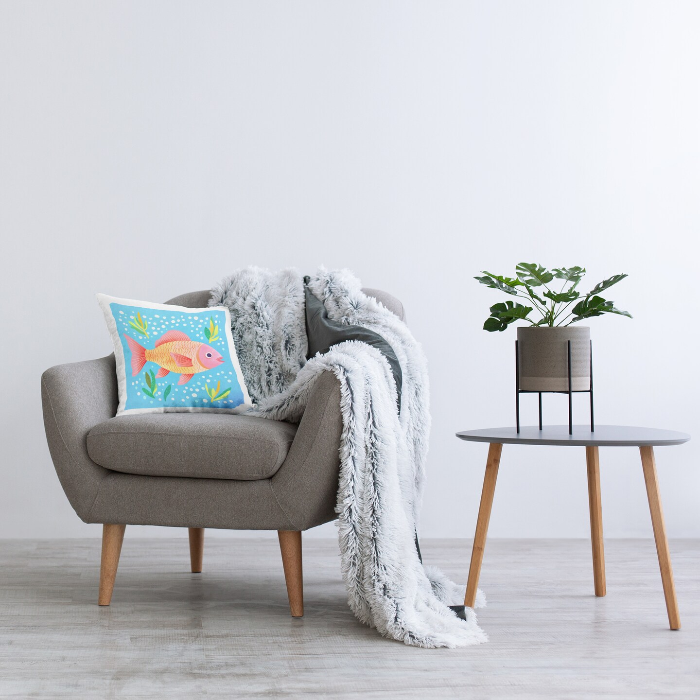 Happy Fish Underwater Decorative Printed Throw Pillow Design by Andrea Haase, 18 x 7 x 18