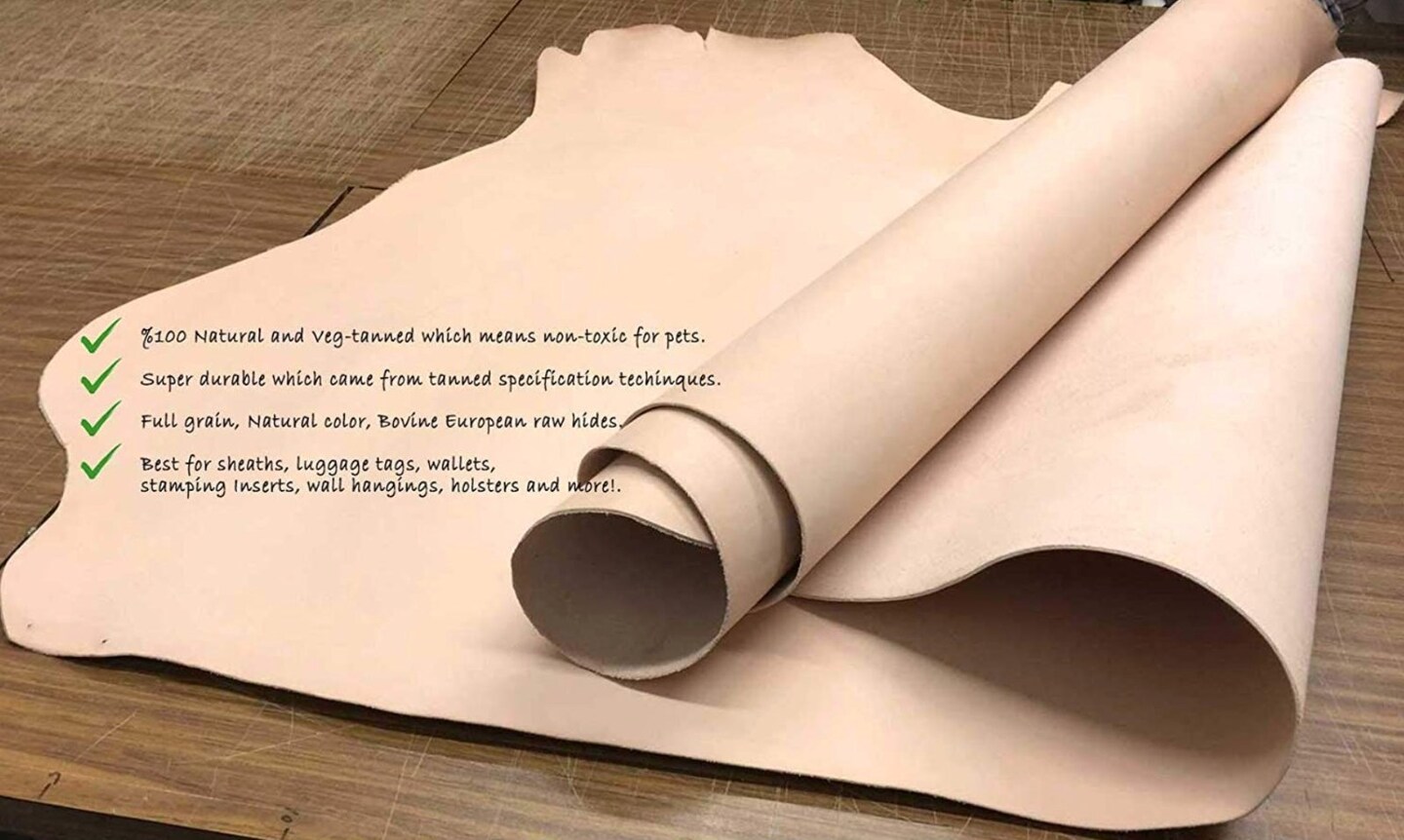 Full Grain Veg Tan Cowhide Leather Double Shoulder 10-12ft 7-9oz Craftsman Grade