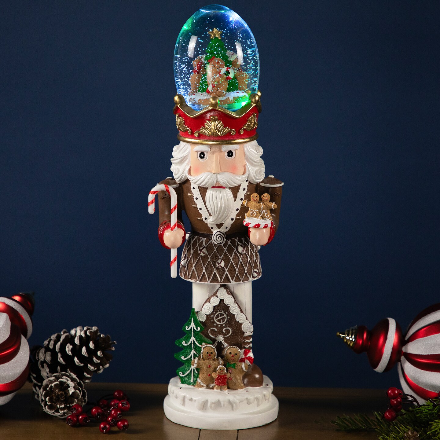 Northlight LED Lighted Gingerbread Nutcracker Musical Christmas Snow Globe - 17.5&#x22;