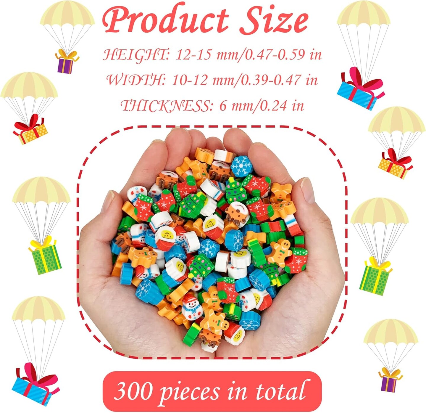 Christmas Mini Erasers Assortment Snowman Elk Christmas Tree Erasers Kids Pencil Erasers Bulk for Party