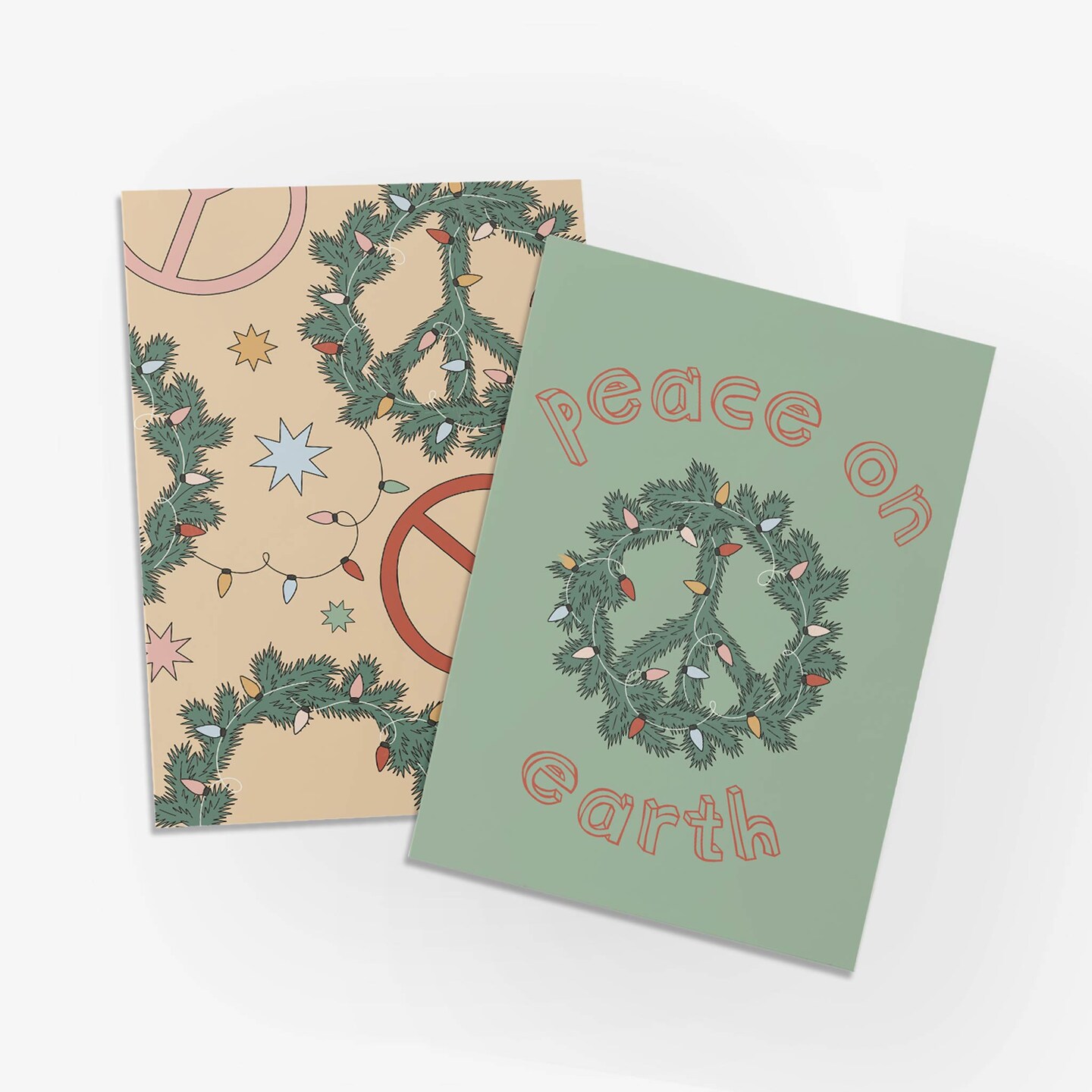 Boho Christmas Greeting Cards Boxed Set – 24 Holiday Notecards Featuring Peaceful and Retro Designs, Perfect for Sending Stylish and Unique Festive Wishes