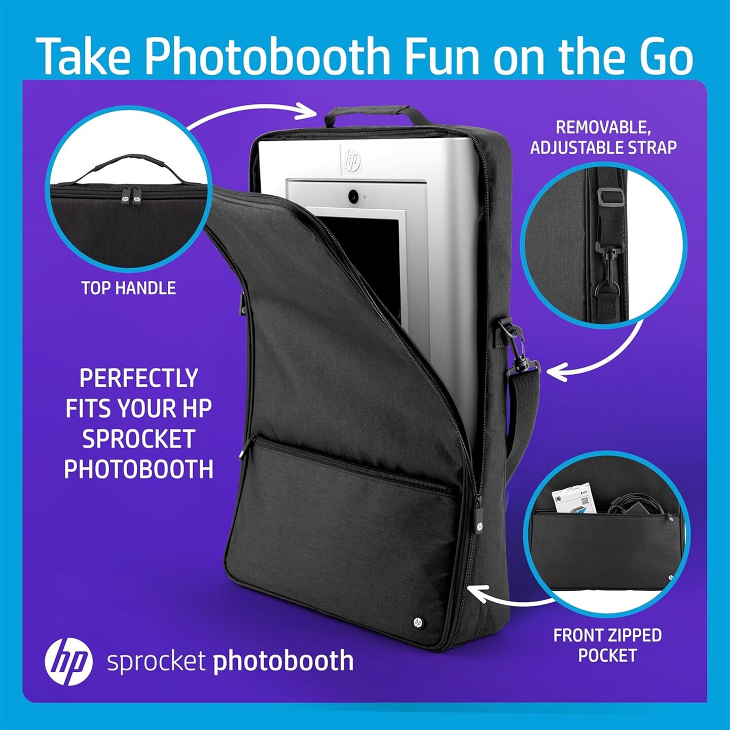 HP Sprocket Photobooth 3x4" Photo Printer Bundle w/Zink Paper, Case, Screen Protector & More