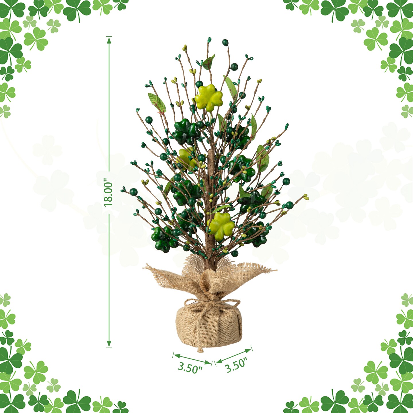18&#x22;H St Patrick&#x27;s Shamrock and Berry Table Tree