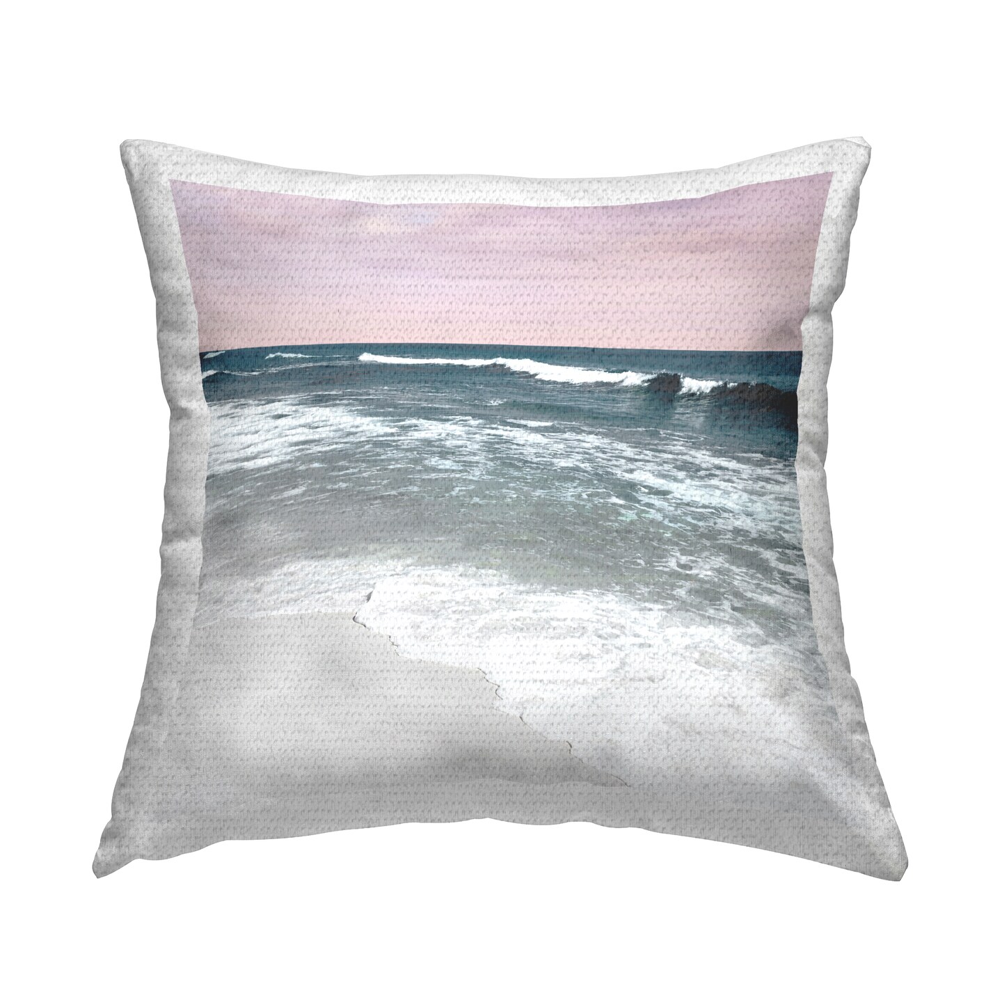 Rolling Waves Seascape Outdoor Printed Pillow Design by Nan, 18 x 7 x 18