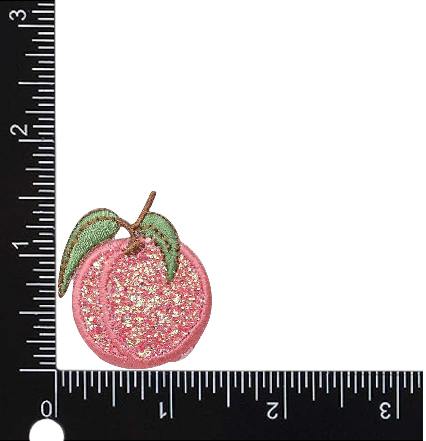 Peach, Fruit, Glitter, Embroidered, Iron on Patch
