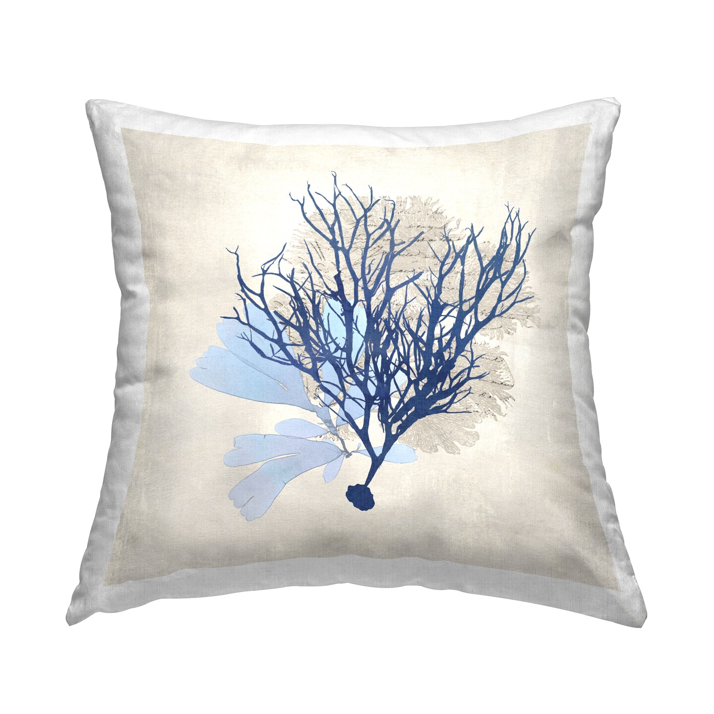 Modern Coral Branch Decorative Printed Throw Pillow Design by Susan Arnot, 18 x 7 x 18