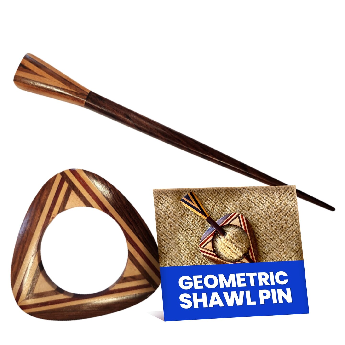 My Two Ladies | Geometric Shawl Pin | w/Stick