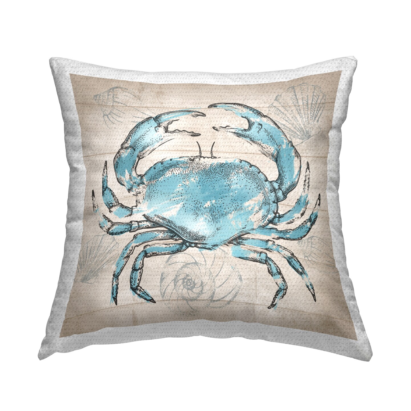Vintage Drawn Crab Outdoor Printed Pillow Design by Conrad Knutsen, 18 x 7 x 18