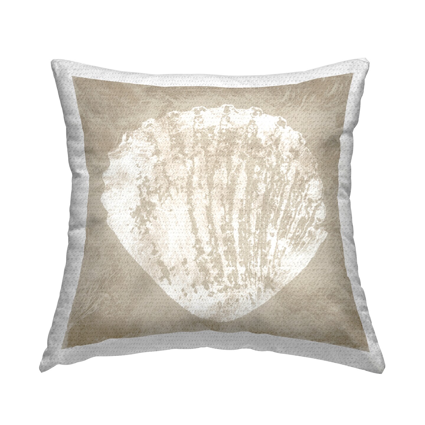 Sandy Clam Shell Impression Outdoor Printed Pillow Design by Carol Robinson, 18 x 7 x 18