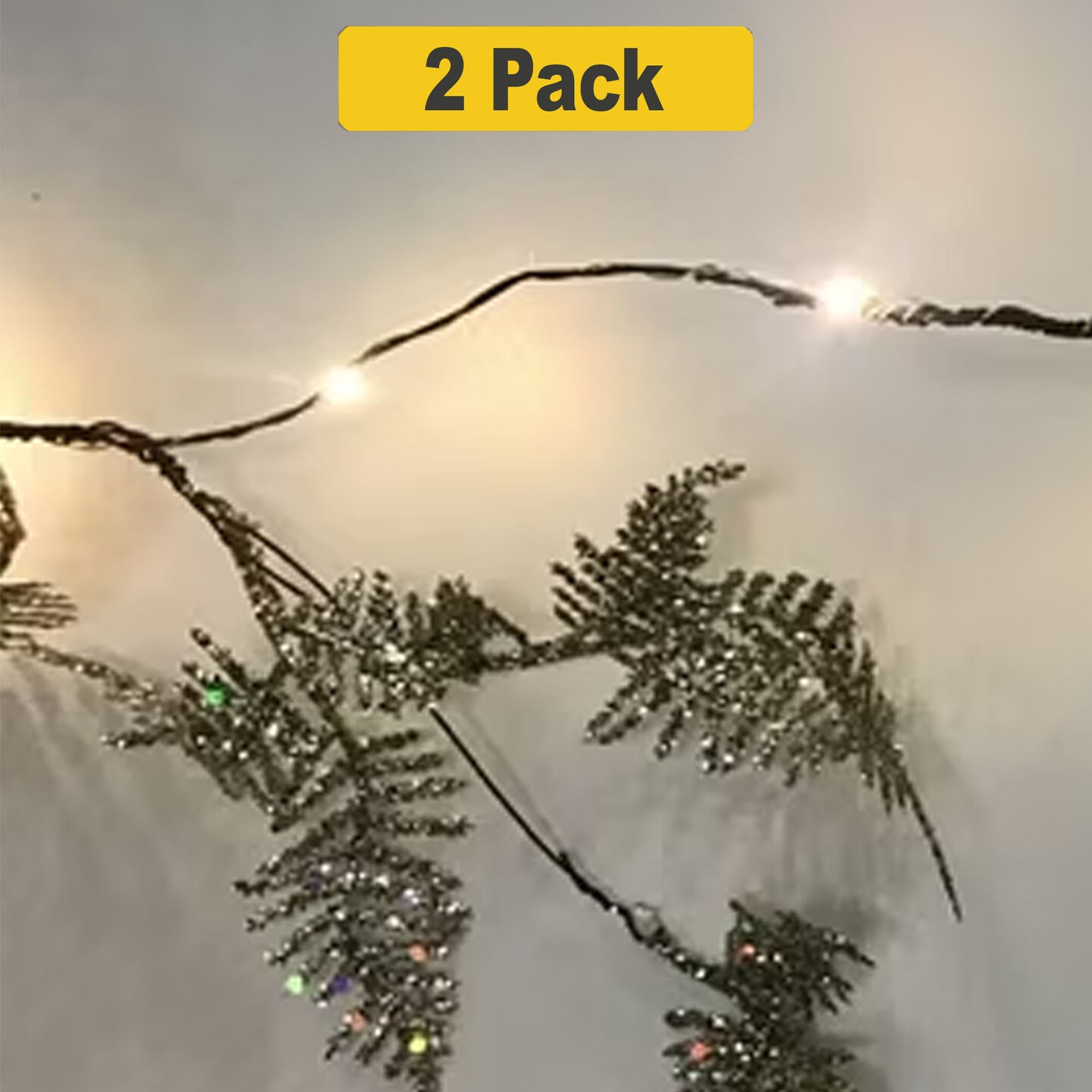 Gold Glitter Fern Fairy Lights 20 LED For Christmas