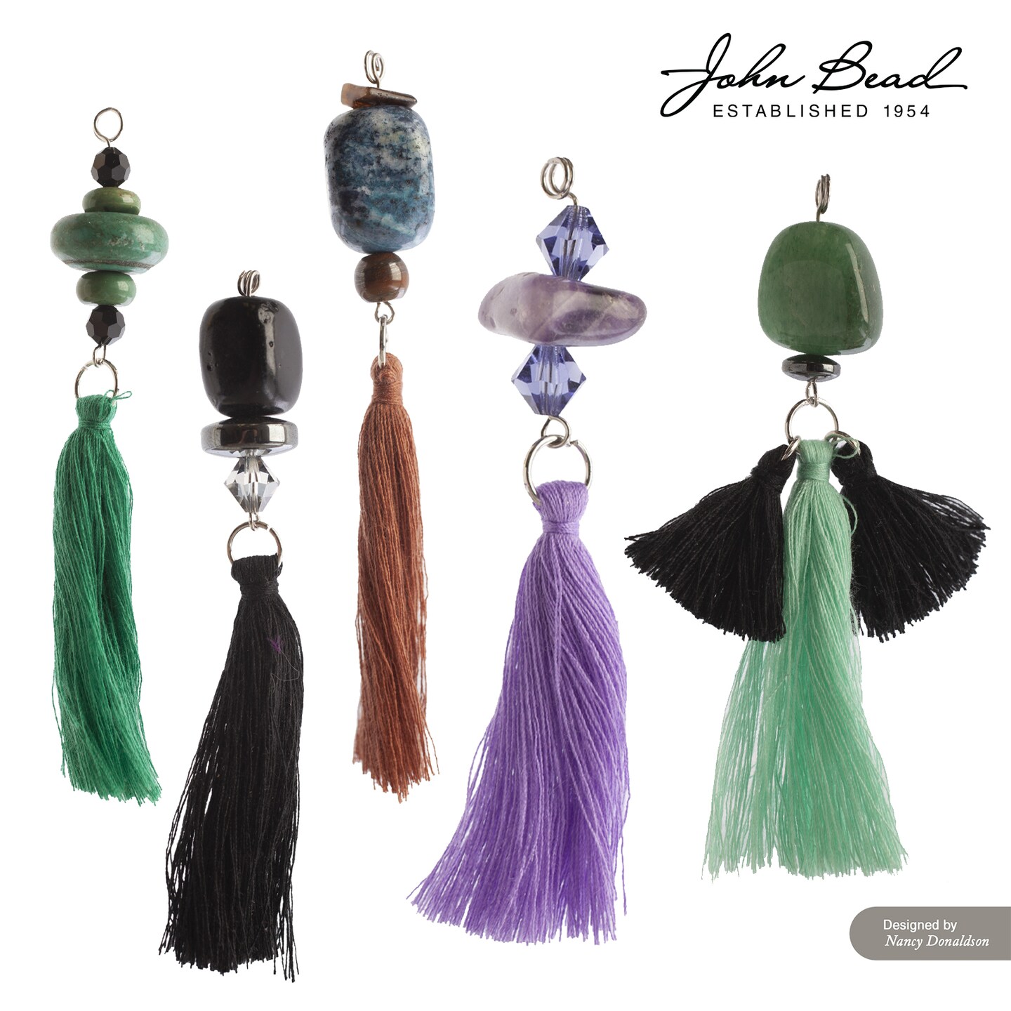John Bead 2.25in Poly Cotton Tassels, 10pcs