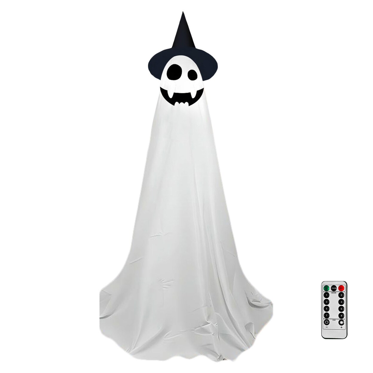 1/2Pcs Halloween Ghost Figurine Standing Ghost Statue With Hat Outdoor Glowing Decor With Remote Control For Porches