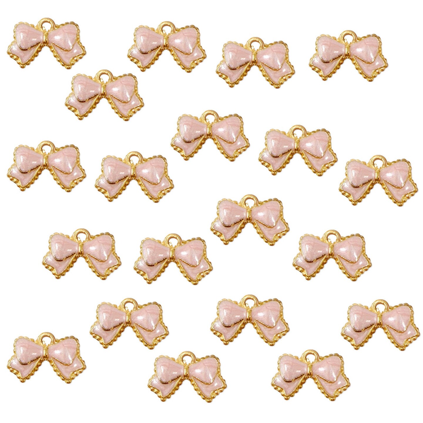 Wrapables Nature Charms for Jewelry Making Enamel Pendants, (Set of 20), Pink Bow