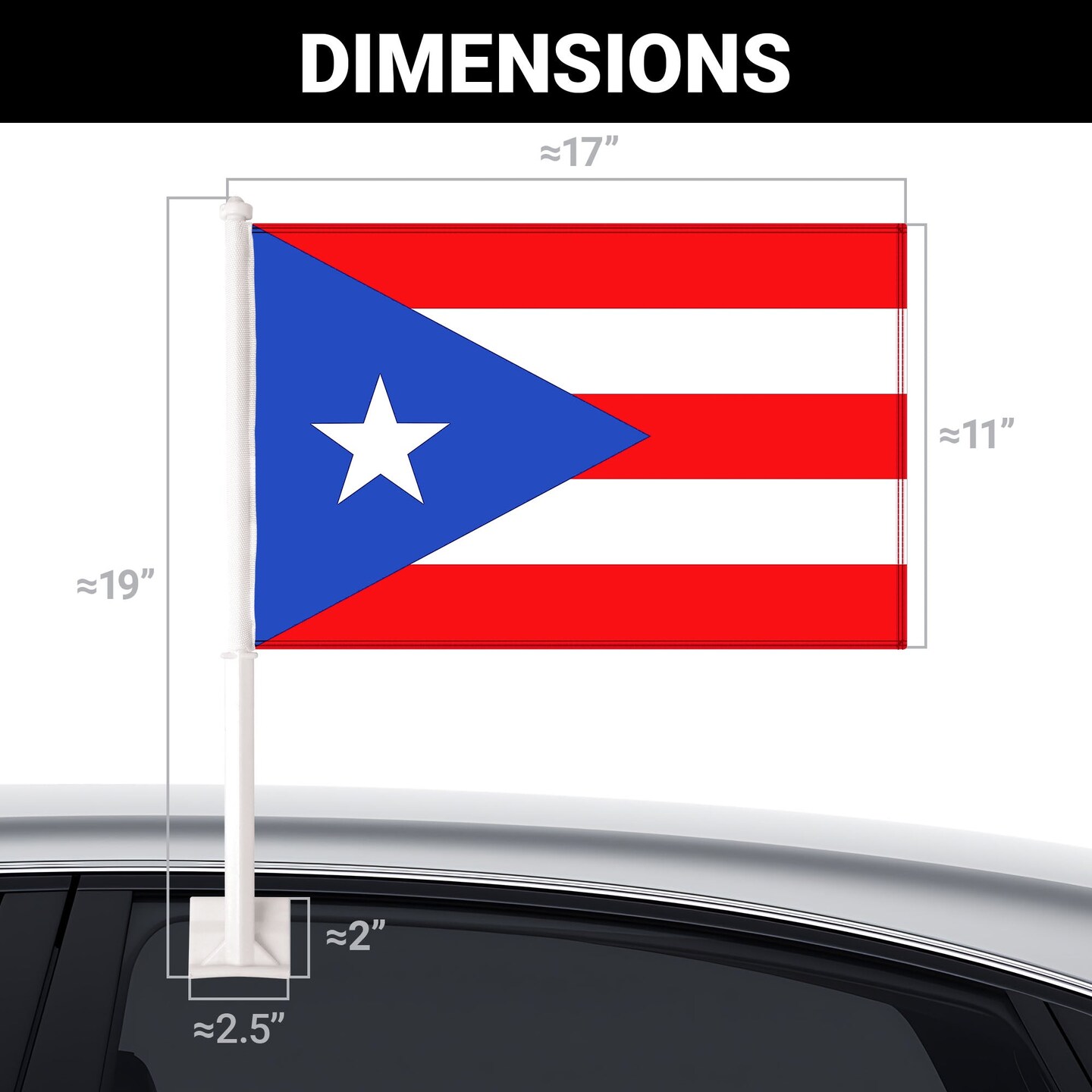 G128 2 Pack: Puerto Rico Puerto Rican Car Flag | 11x17 In | Double LiteWeave Pro Series Double Sided Printed 150D Polyester | Flagpole Included | Perfect for Festival Celebrations, Parades