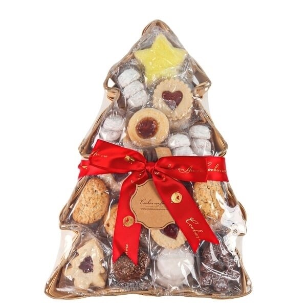 Cookies Con Amore Wooden Holiday Tree Basket 2.5 Pounds