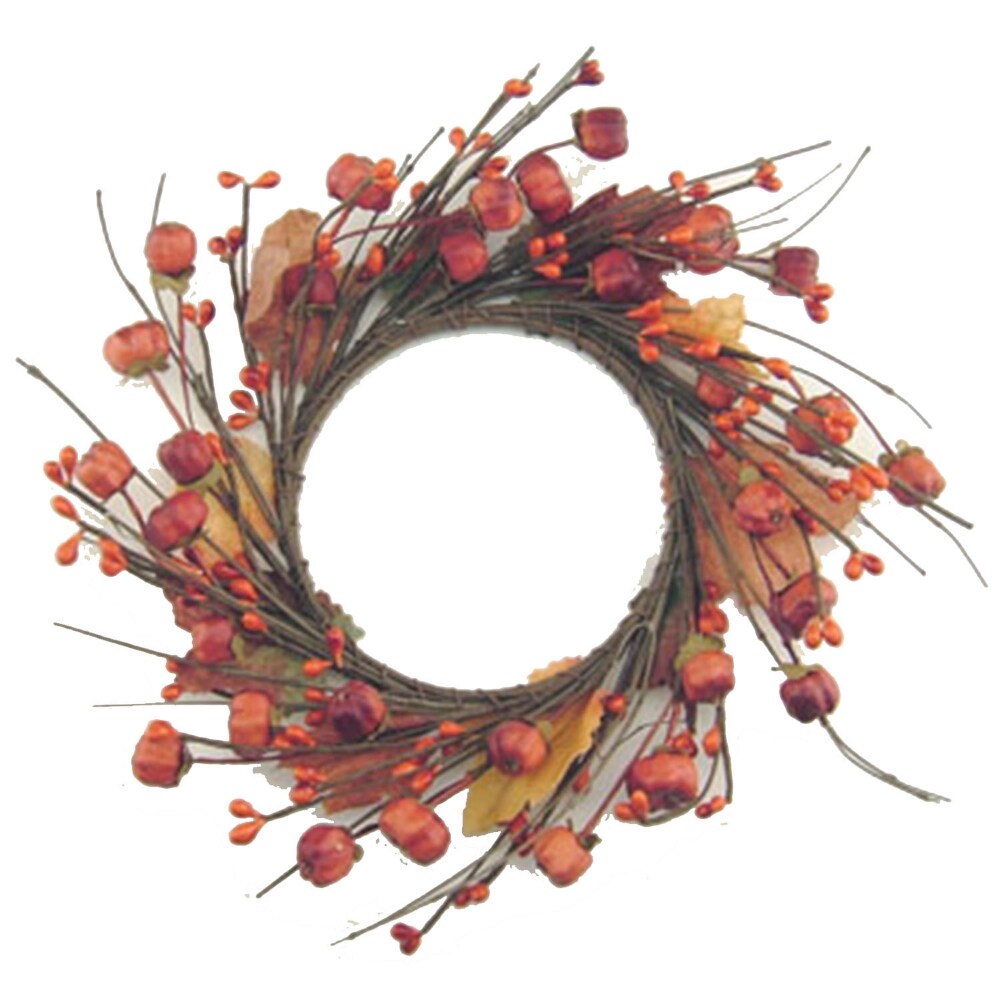 Fall Pumpkin Pod &#x26; Pip Berry Candle Ring Wreath 7&#x22;