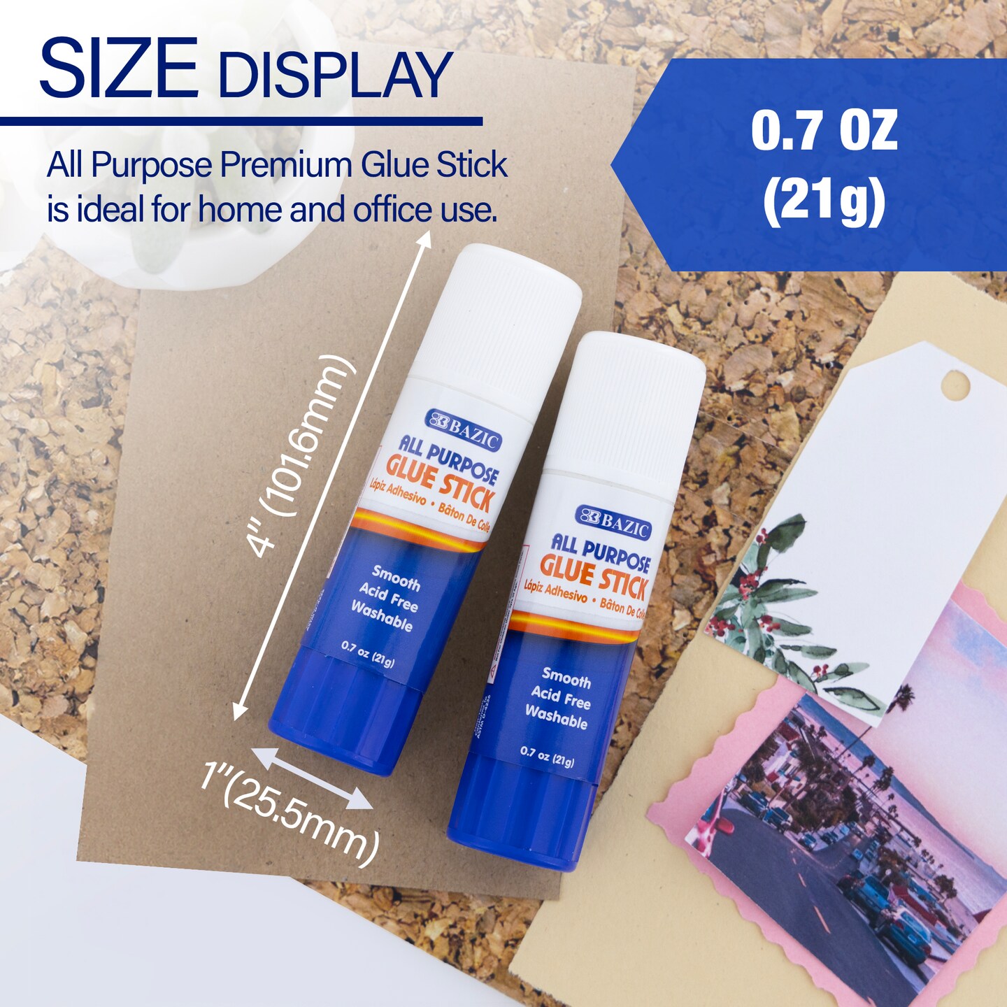 BAZIC Glue Stick Premium 0.7 oz (21g)(2/Pack)
