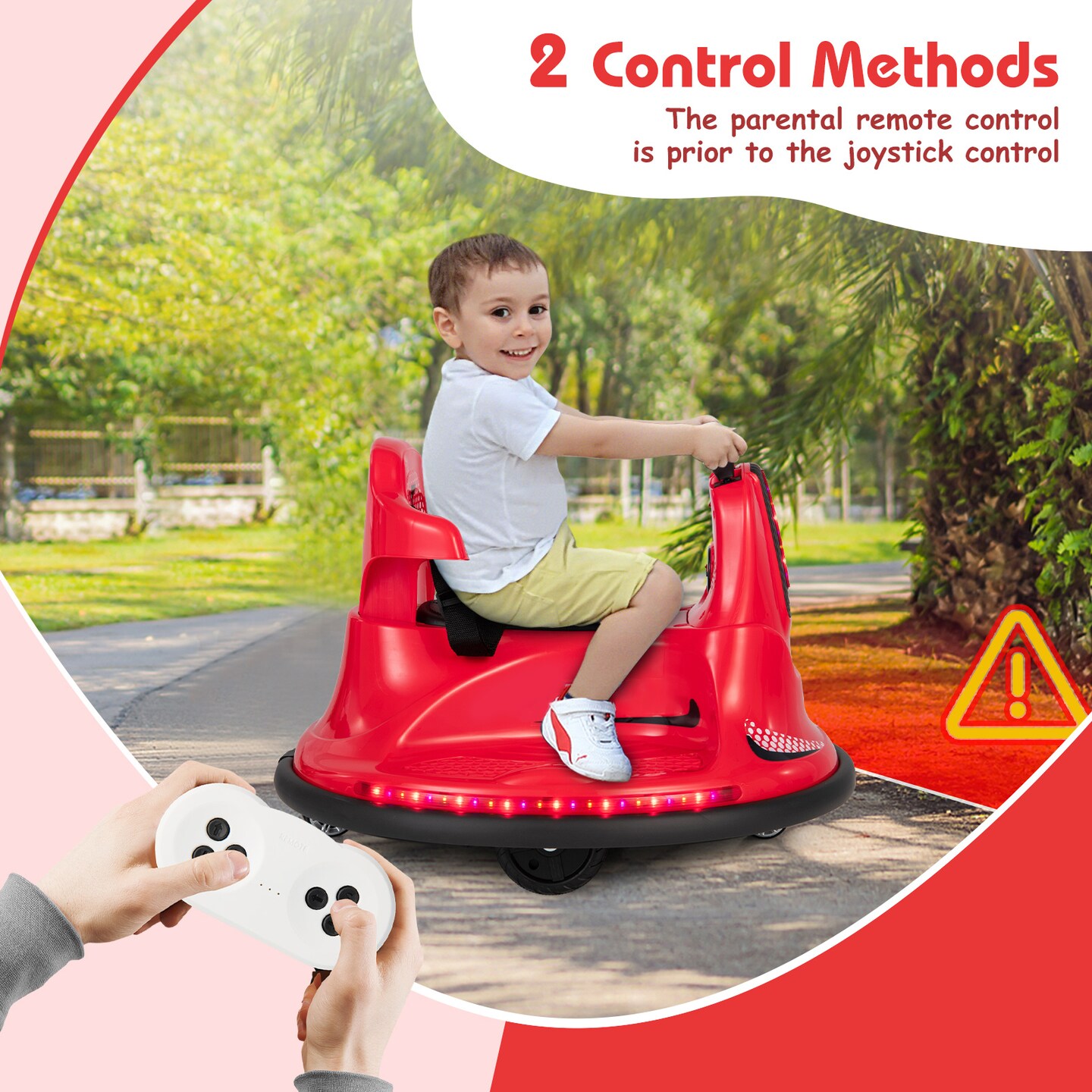 12V Kids Ride On Bumper Car with Remote Control Lights and Music