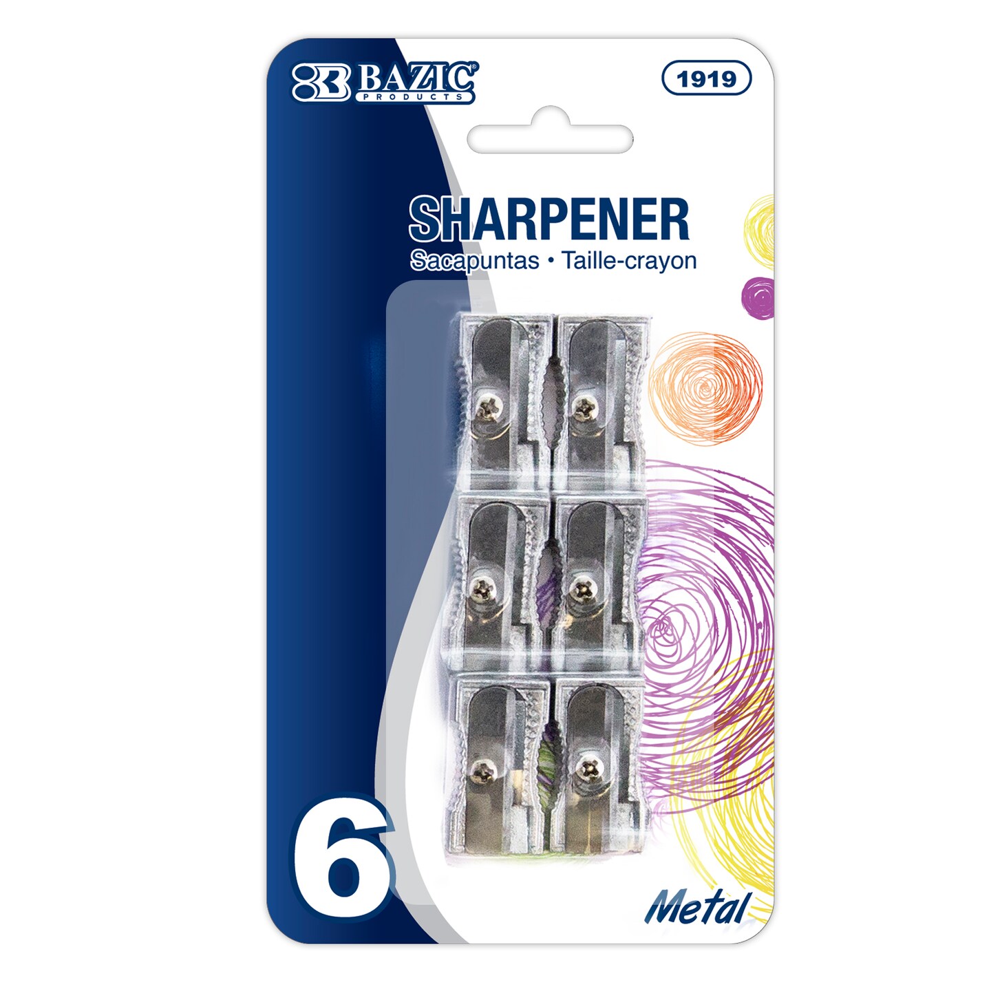 BAZIC Single Hole Metal Pencil Sharpener (6/Pack)