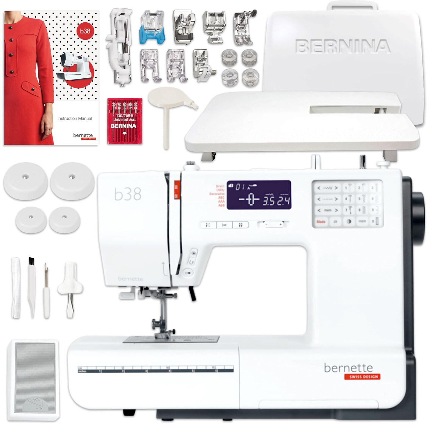 Bernette B38 Top End Computerized Sewing Machine Bundle w/ 8 Pressure Feet