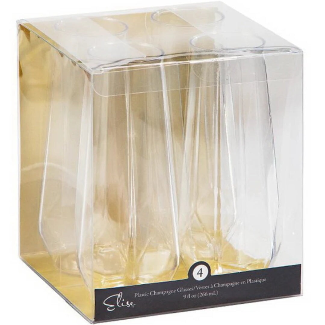 Plastic Fractal Stemless Champagne Flutes - 9oz, Reusable