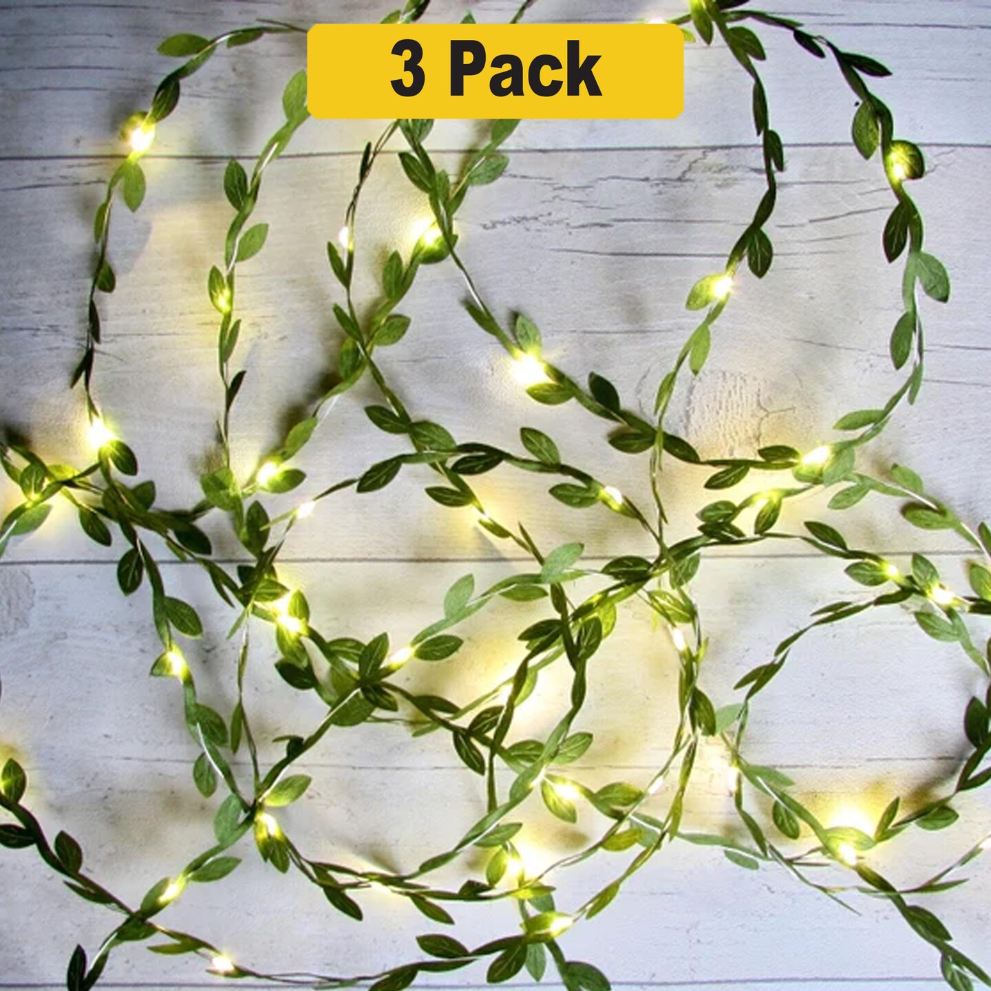 20 LED Leaf Vine Fairy Lights &#x2014; Battery Operated Greenery String