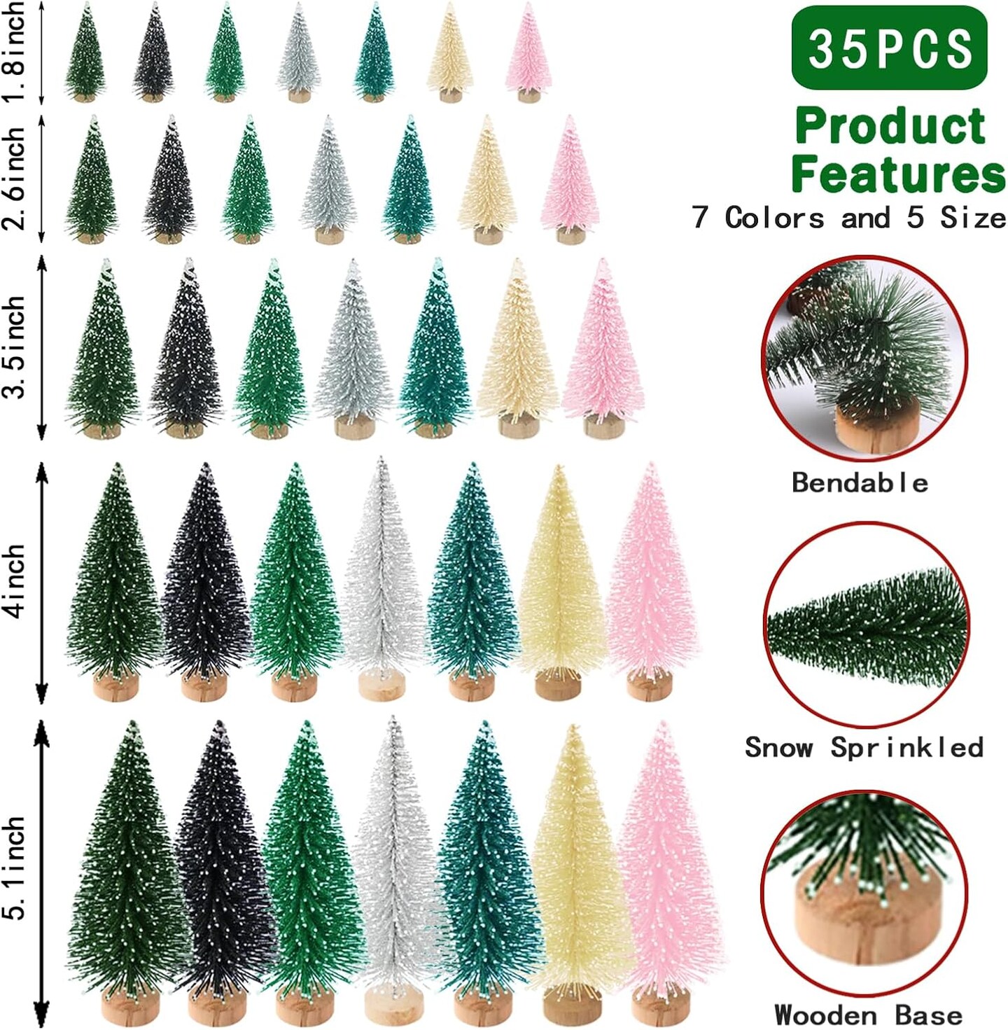Mini Bottle Brush Christmas Trees Table Decorations, Small Artificial Miniature
