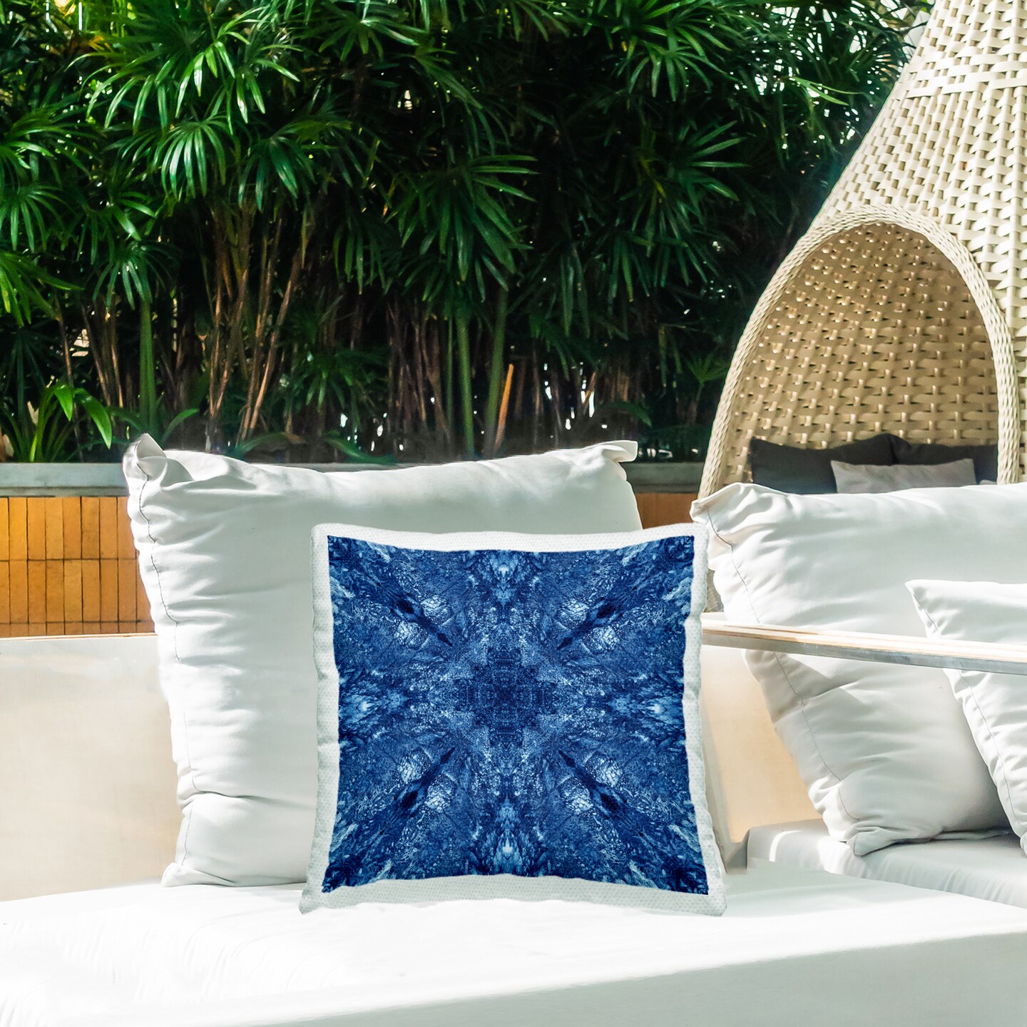 Centric Symmetry Pattern Outdoor Printed Pillow Design by El Perkin, 18 x 7 x 18