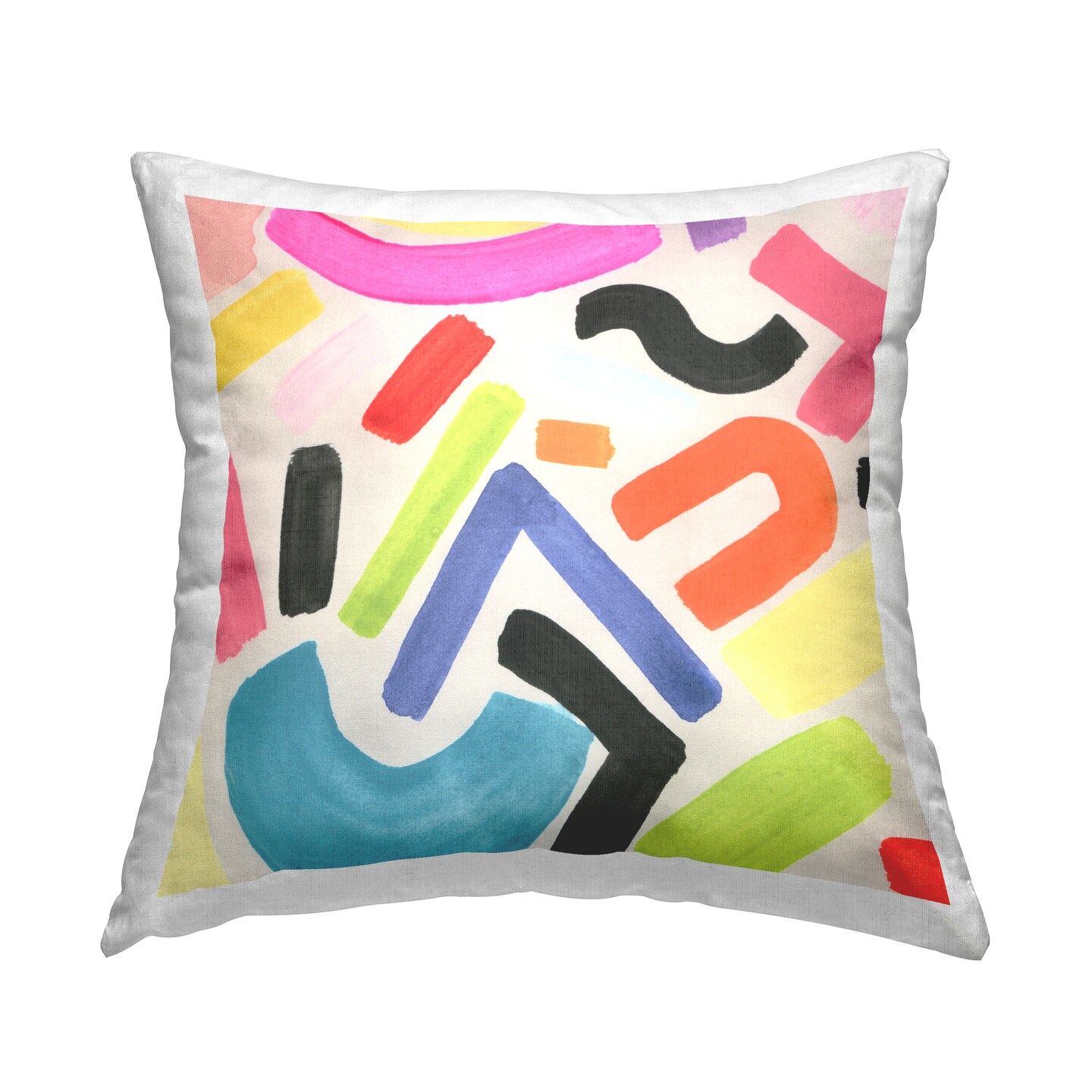 Modern Squiggle Shapes Decorative Printed Throw Pillow Design by June Erica Vess, 18 x 7 x 18