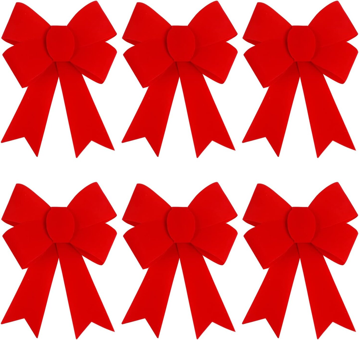 6PCS Large Red Christmas Bows,11 x 8 Inches PVC Velvet Christmas Wreath Bows for Xmas Tree Party Decoration