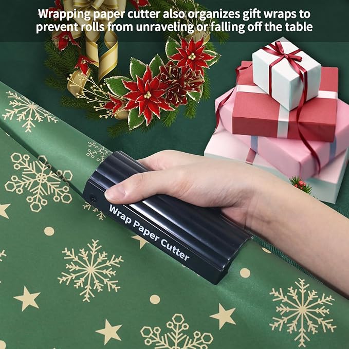 Paper Roll Sliding Wrapping Paper Cutter Tool Tube/Easy Quick/Prevent Cuts Creative Holiday Paper Roll Cutter