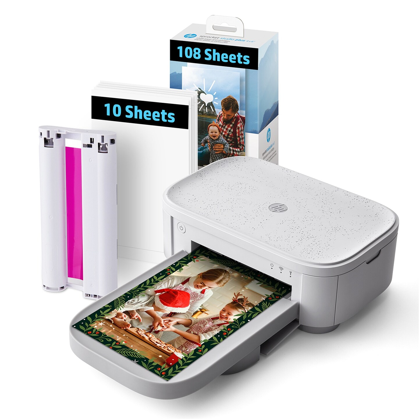 HP Sprocket Studio Plus 4x6 Wireless Instant Photo Printer &#x2013; 118 Sheets &#x26; Cartridge Bundle