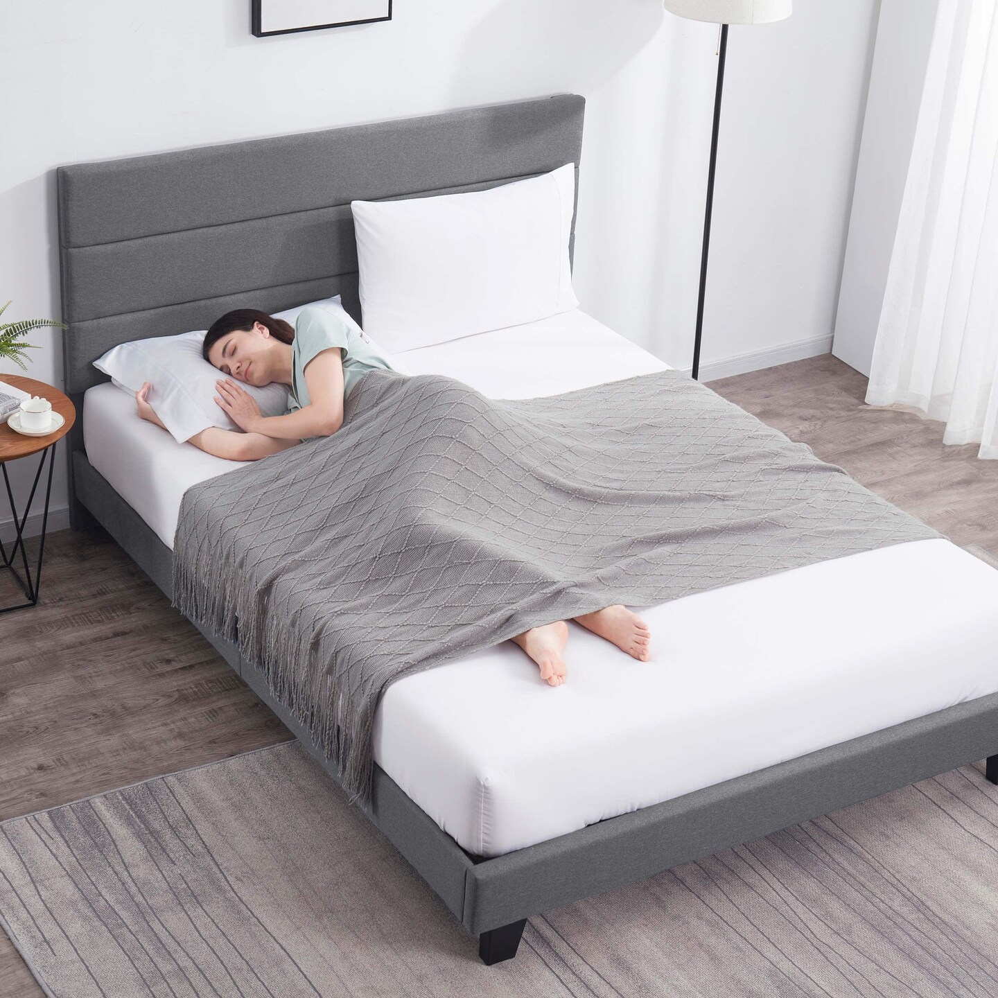 Nestl Horizontal Channel Upholstered Platform Bed
