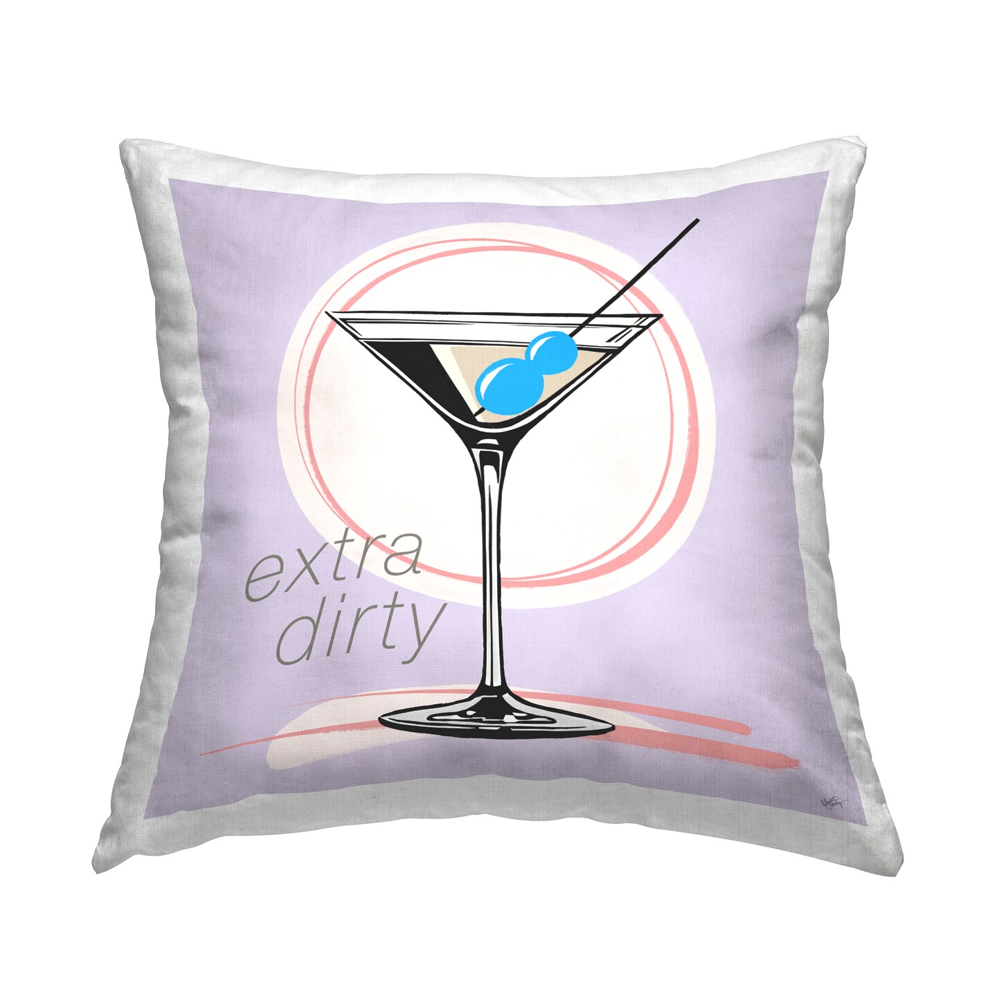 Extra Dirty Martini Decorative Printed Throw Pillow Design by Elizabeth Medley, 18 x 7 x 18