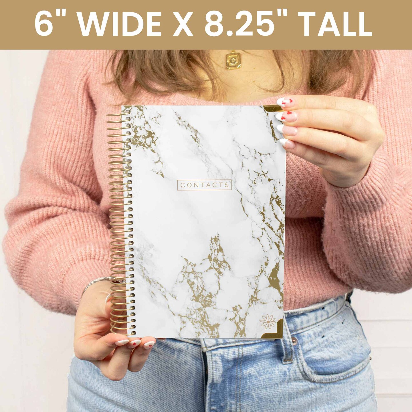 bloom daily planners Contact Book, Marble Gold Stamp