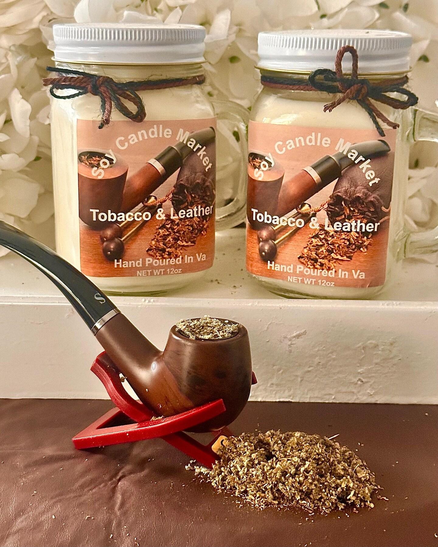 leather and tobacco candle Tobacco and Leather Soy Candle - 2 Sizes - 12 Oz and 16 Oz