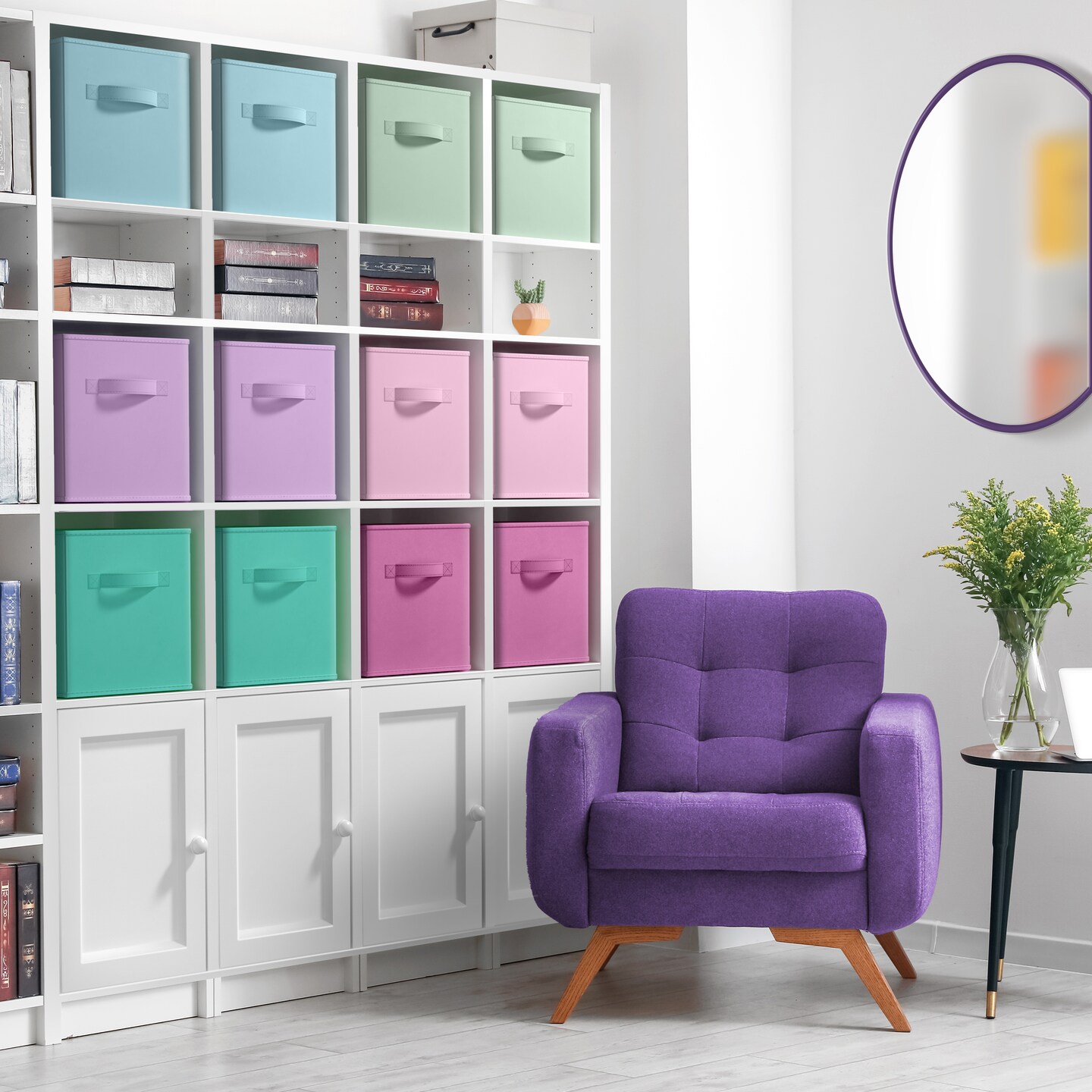 Sorbus Large 13" Storage Bins - 12 Pack Sturdy Collapsible Fabric Storage Cubes with Handle