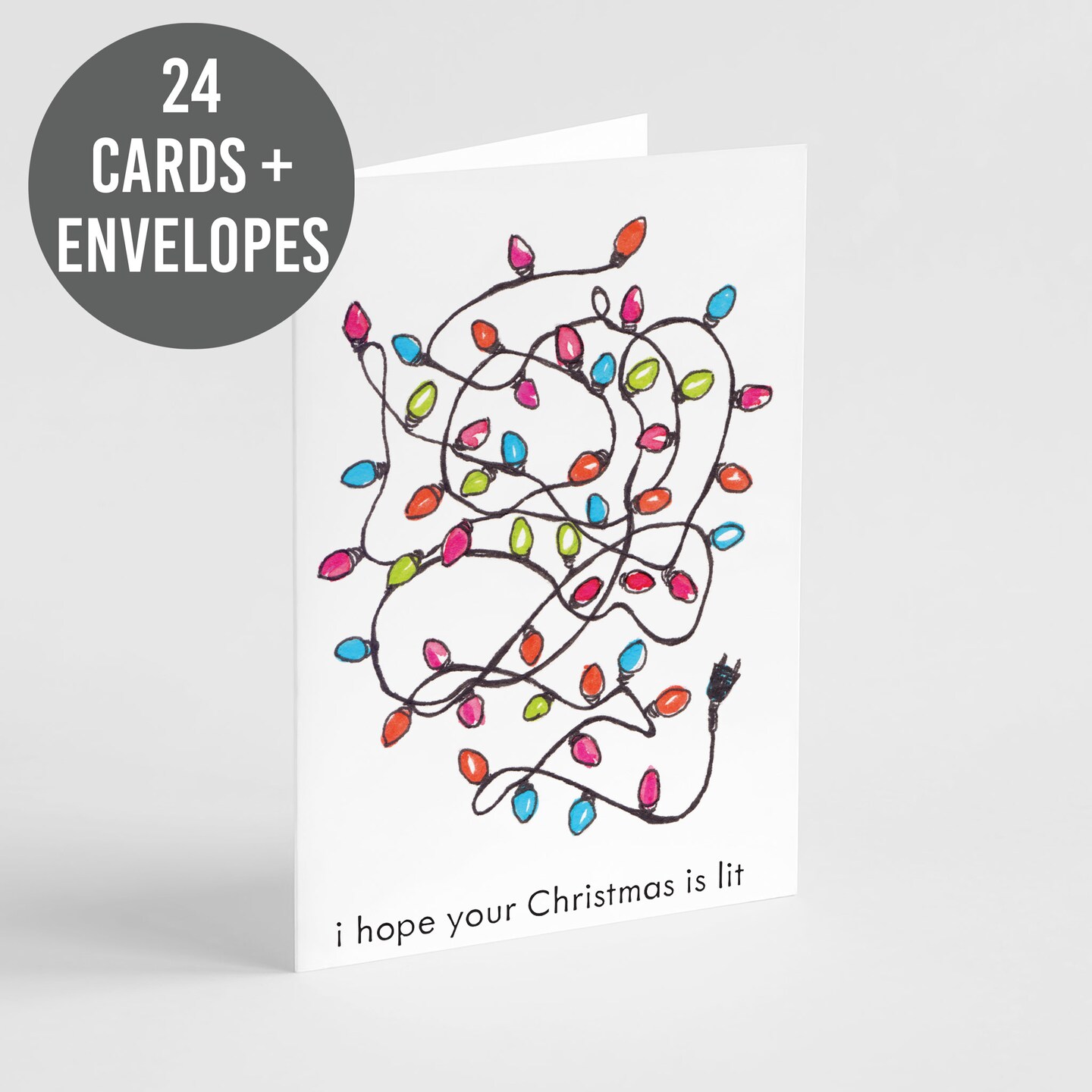 Funny Christmas Greeting Cards Boxed Set of 24 Holiday Notecards Featuring I Hope Your Christmas Is Lit Design, Perfect for Humor and Lighthearted Festive Wishes