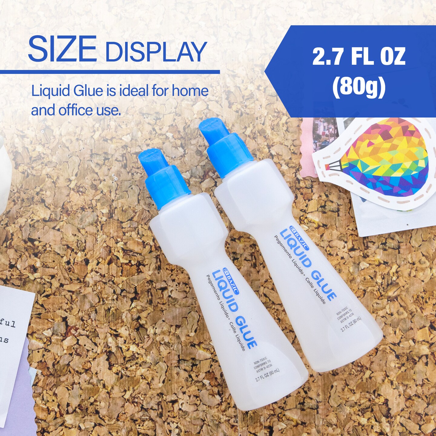 BAZIC Clear Glue 2.7 FL OZ (80 mL)(2/Pack)