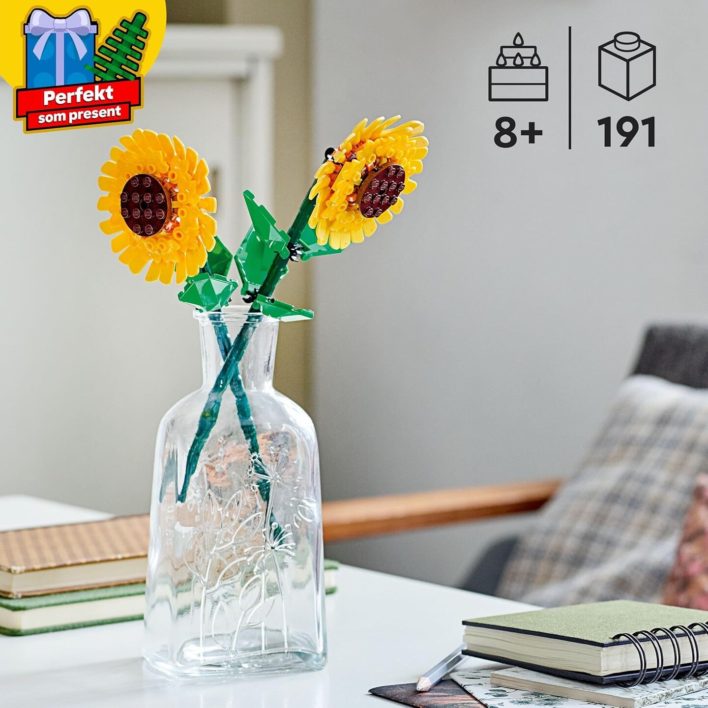 Sunflowers - Building Toy for Kids, Girls &#x26; Boys Ages 8+ - Artificial Sunflowers for Home Decor &#x26; Display - Stocking Stuffer and Gift Idea for Christmas - 40524
