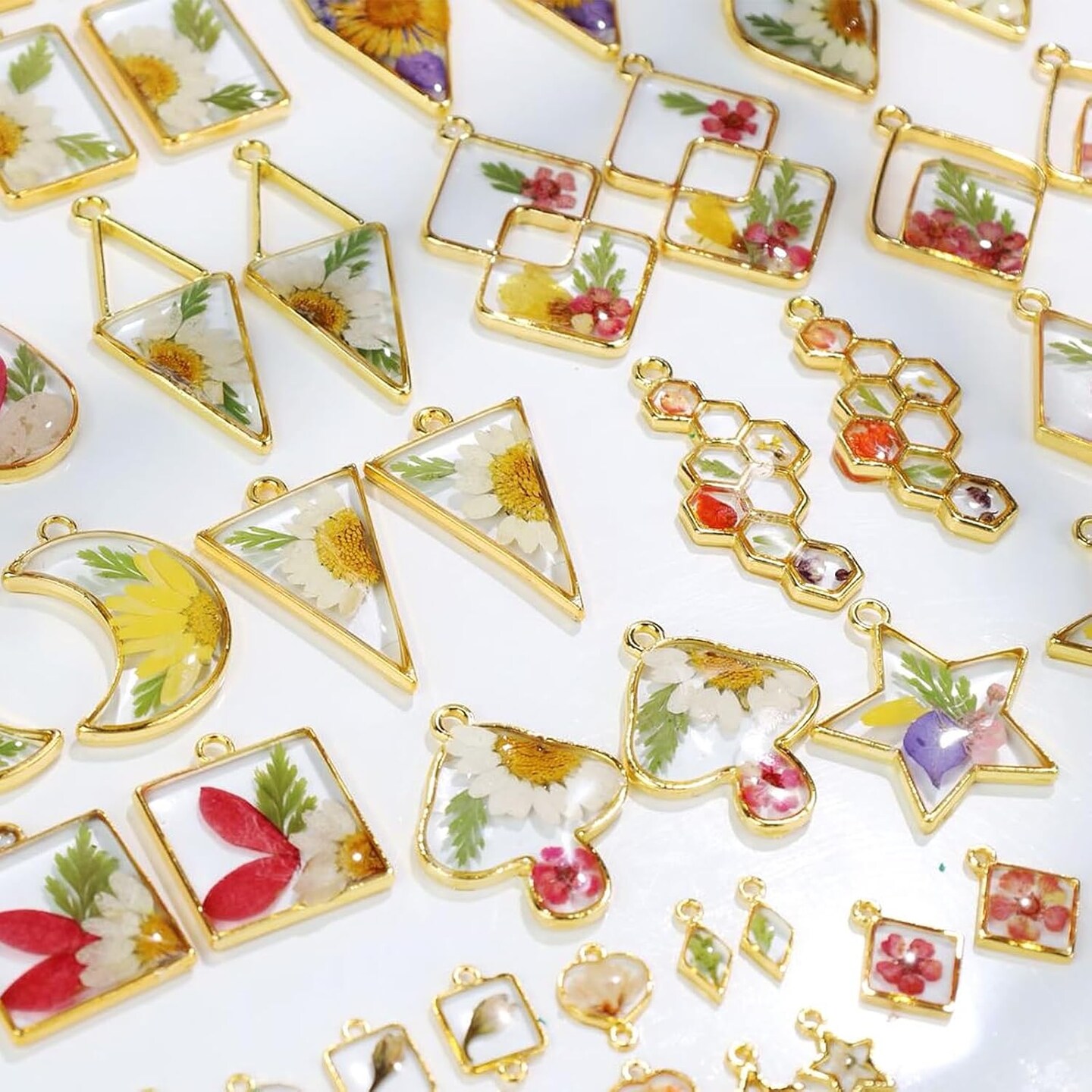 LET&#x27;S RESIN 172 pcs Open Bezels for Resin, 2 Size 36 Styles of Gold Hollow Frame Pendants Bezels with 100pcs Jump Rings, Unique Resin Bezels for Jewelry Making, Necklaces Earrings Making Supplies