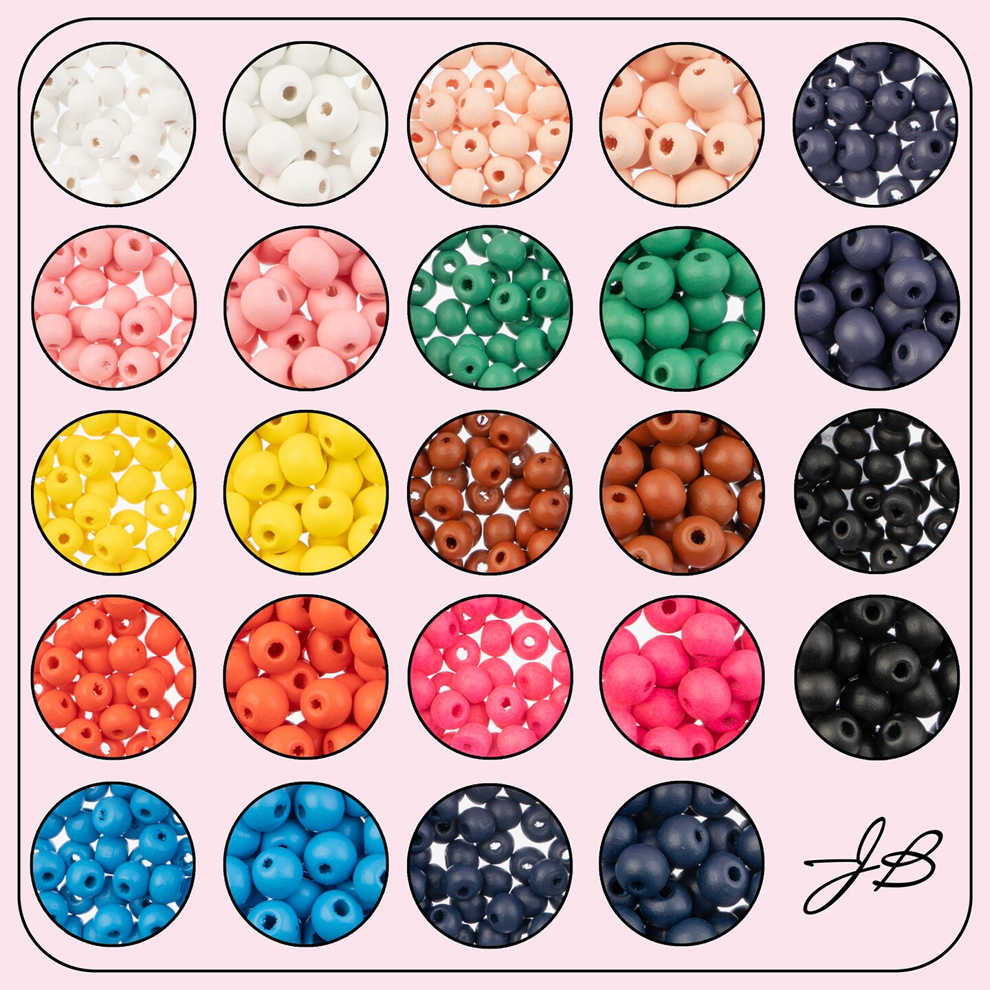John Bead 840-Piece Assorted Wood Bead Jewelry Making Beads Box